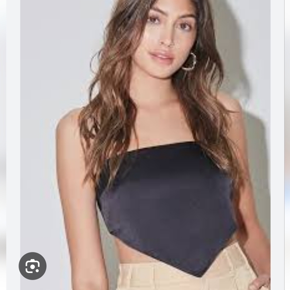 Women’s Black Satin Handkerchief Tube Top